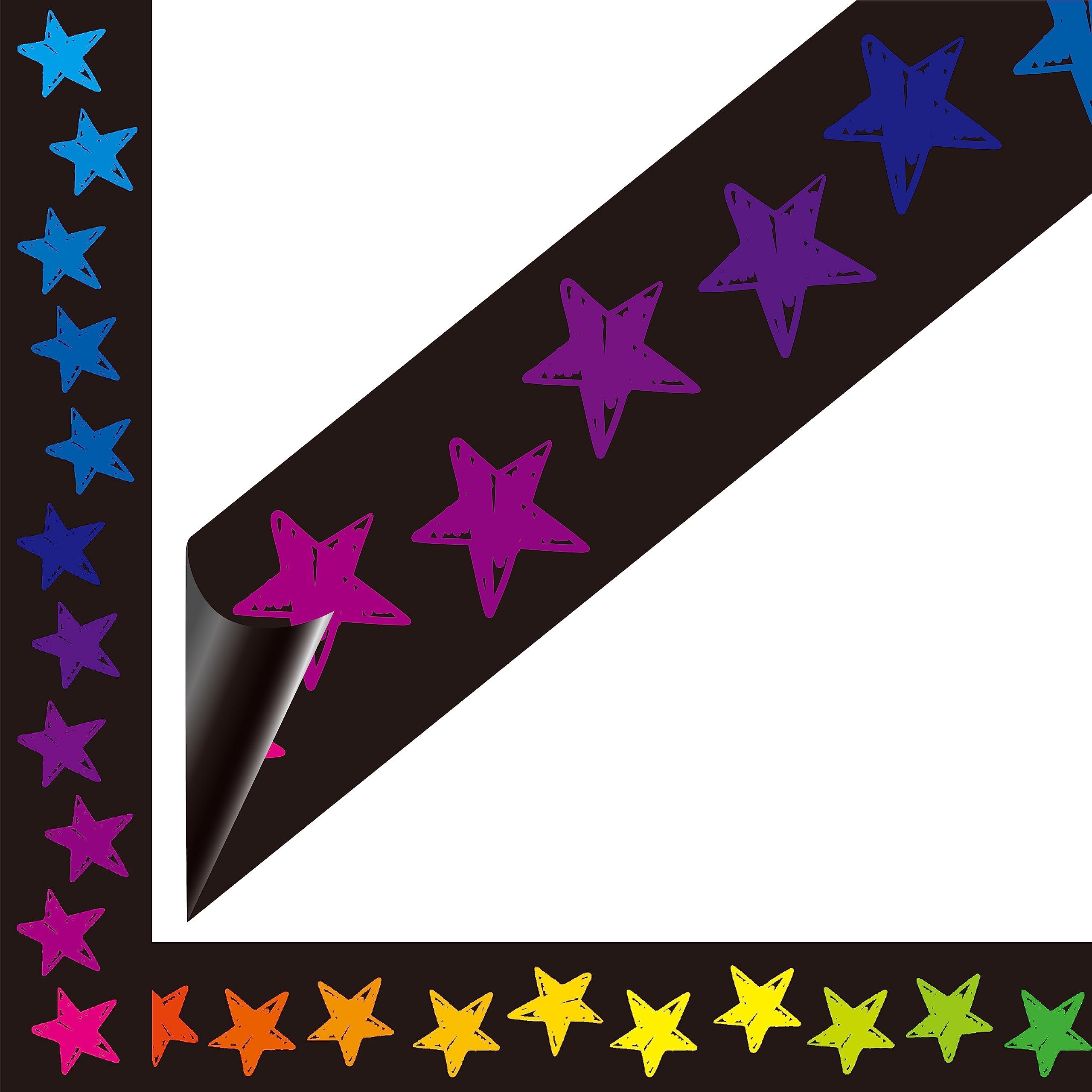 25 Feet Magnetic Border, 21 Sheet Colorful Stars Bulletin Board Border Whiteboard Blackboard and Metal Surface Decoration for School, Office & Home Use, Easy to Install and Reusable