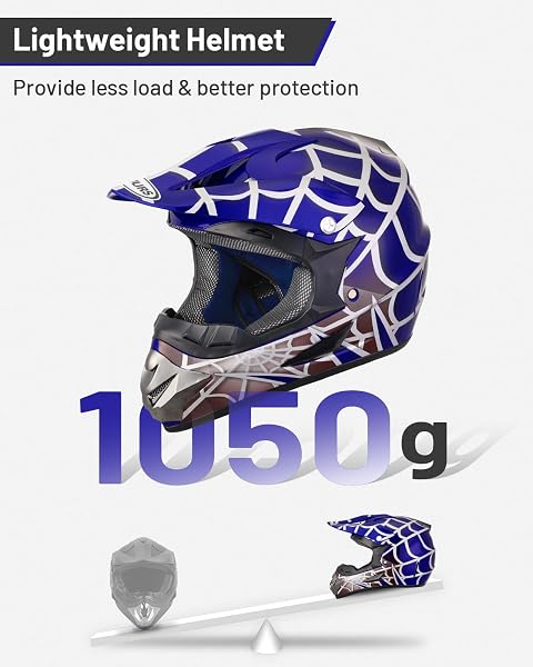 OUMURS DOT YOUTH DIRT BIKE HELMET,KIDS ATV HELMETS WITH GLOVES GOGGLES FOR YOUTH BOYS GIRLS 5-14 AGES,FOUR WHEELER HELMET KIDS MOTOCROSS BMX MX UTV SNOWMOBILE GO KART FULL RIDING RACING SKATEBOARD
