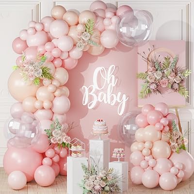 Netnology Pink Balloon Arch Kit 122pcs Pastel Nude Pink Garland 18in