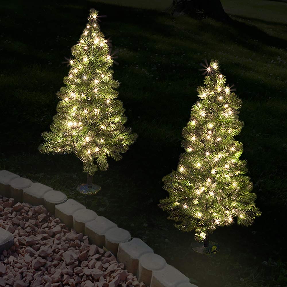 North Pole Originals Set of 2, PreLit, 3' Tall Warm White Christmas Pathway Trees