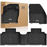 3W Floor Mats for Lincoln MKX 2016 2017 2018 & Lincoln Nautilus 2019-2022, Custom Fit TPE All Weather Floor Liners, 1st & 2nd Row Full Set, Black