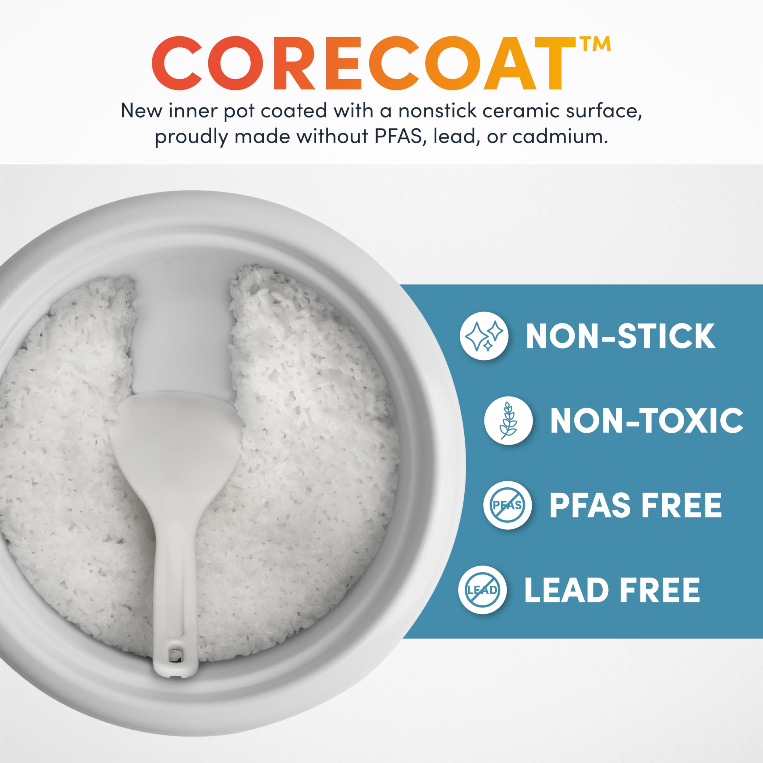 AROMA® CoreCoat Rice Cooker with Pop-Up Food Steaming Basket (4 Cups Cooked, 2 Cups Uncooked)