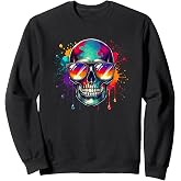 Halloween Splash Art Skull Sunglasses Skulls Sweatshirt