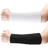 2 Pcs 9 Inch Extra Long Wristbands Sweatbands White Wrist Sweatbands Bulk Sweat Bands Wristbands Black for Men Women Weight Loss Gymnastics Events Football Workout