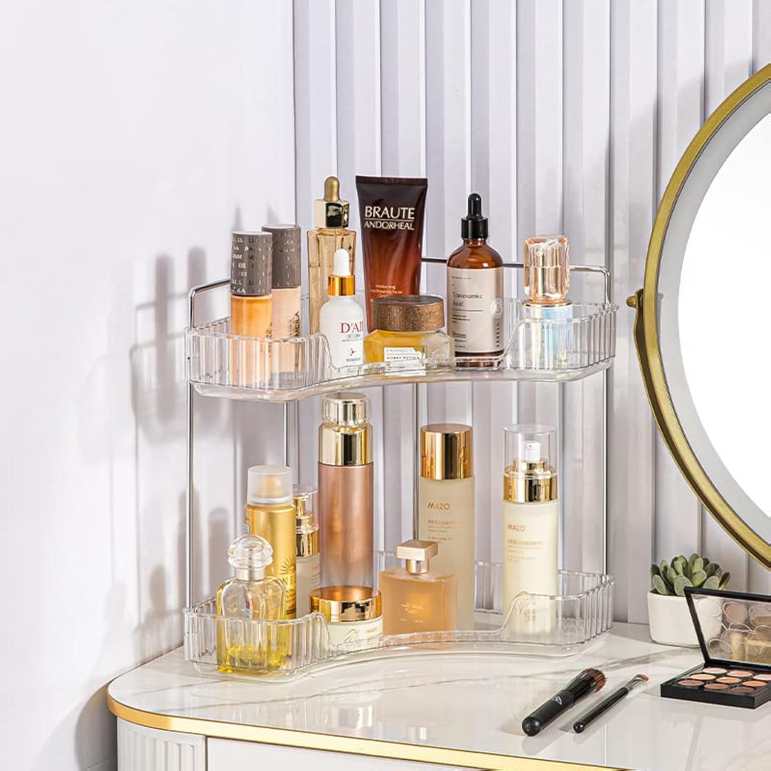 Clear 2-Tier Vanity Shelf - Skincare & Makeup Organiser for Cosmetics, Toiletries, Lotions & Perfumes โ image 1