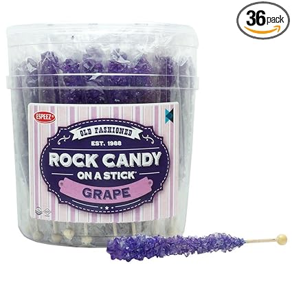 Extra Large Rock Candy Sticks 22g 36 Purple Crystal Rock Candy Sticks Grape Individually Wrapped For Party Favors Candy Buffet Showers