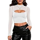 Zando Sheer Bolero Shrug for Women - Mesh Crop Tops Open Front Sexy Rave Outfits Long Sleeve Workout Top Beach Arm Cover Up