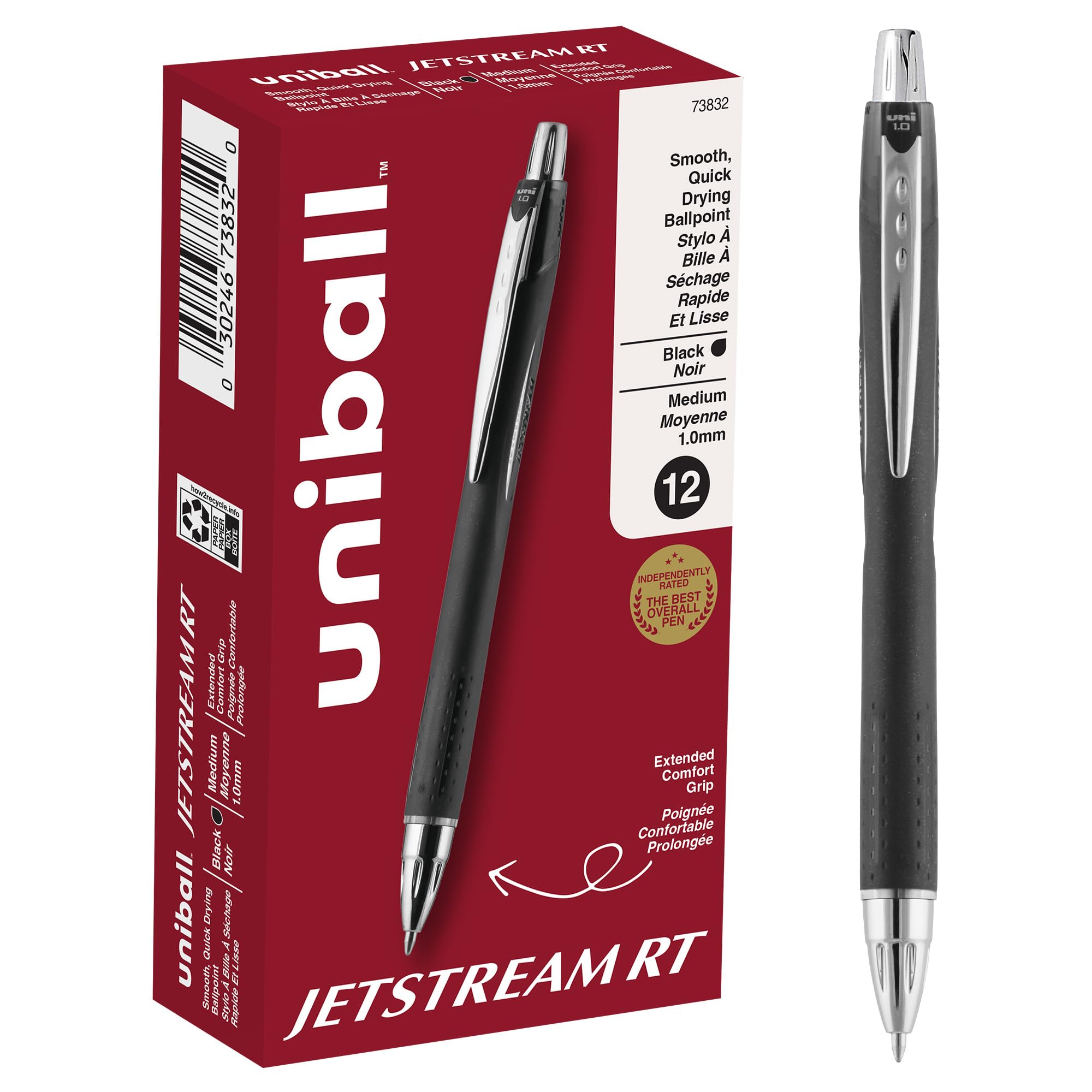 Photo 1 of uni-ball Jetstream RT Retractable Ballpoint Pens Medium Point, 1mm, Black, 12 Pack