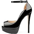 MERUMOTE Women's Platform Stiletto Heels Shoes Peep Toe Pumps 6 inch Heels for Dress Wedding Party