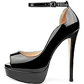 MERUMOTE Women's Platform Stiletto Heels Shoes Peep Toe Pumps 6 inch Heels for Dress Wedding Party