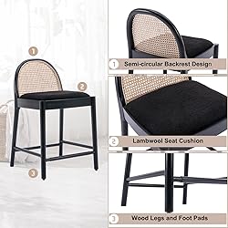 HEAH-YO Rattan Counter Stools Set of 2, 26 Inches