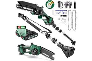 2-in-1 Pole Saws for Tree Trimming, Mini Chainsaw Cordless 6 Inch with 15 FT Max Reach, Electric Pole Saw with 2 * 21V Batter