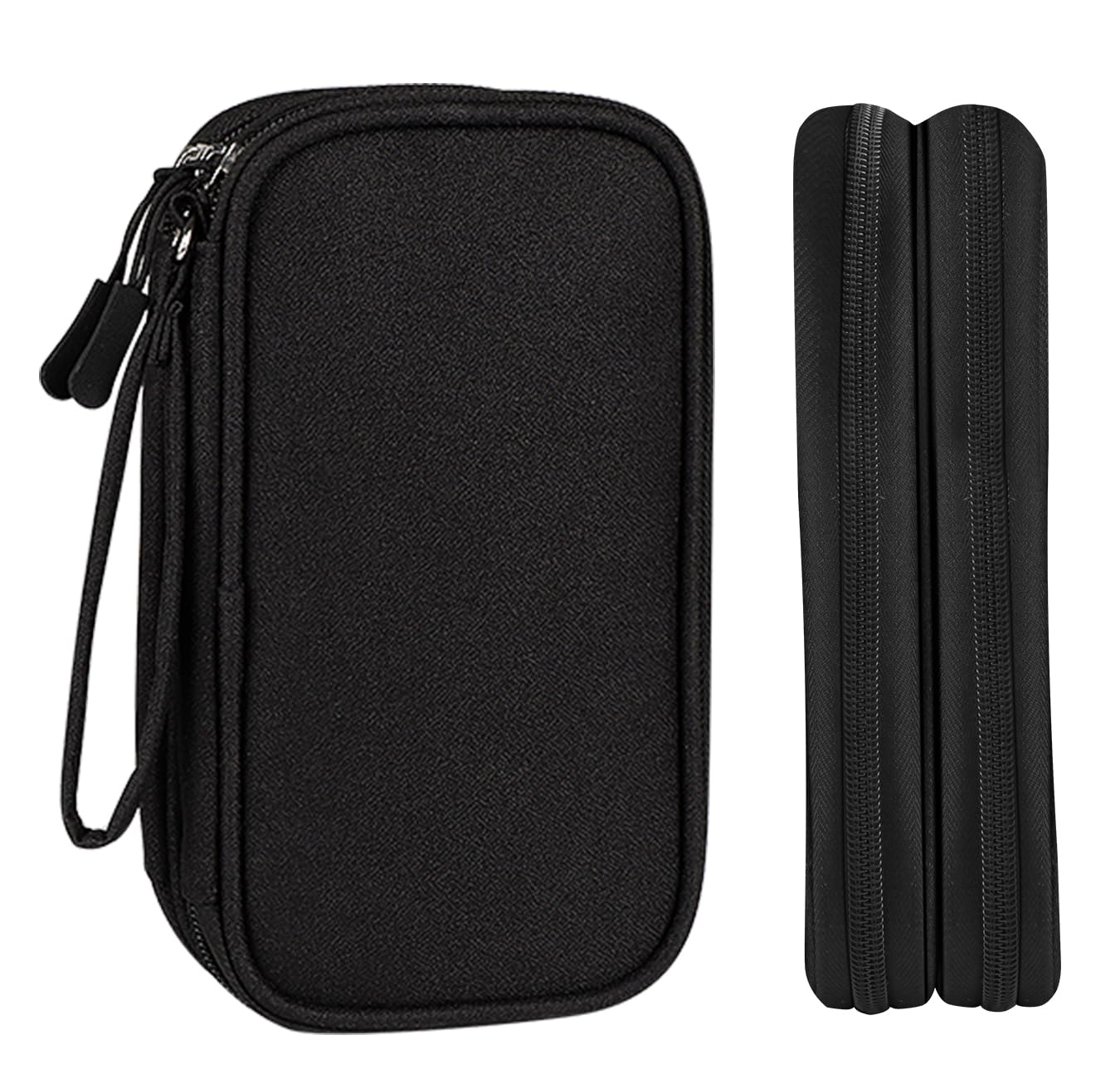 Portable Cable Organiser Bag Travel Organiser Double-Layer Cable Organiser Bag All-in-One Electronics Case for Tech Accessories, Charger, Power Bank, Earphone, Holiday Essentials for Men Women - Black