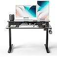 FEZIBO 48'' x 24'' Height Adjustable Electric Standing Desk with Double Drawer, Height Adjustable Computer Desk, Home Office Stand Up Table with 4 Height-Adjustable Feets & 2 Hooks, Black