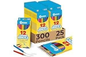 Rosmonde Colored Pencils Bulk 25 Pack | 300 Pencils, Assorted Pre Sharpened Colors Set, 12 Bright Colors, Easy Grip, Ready to Use Pencils for Teachers, Art Stations & Coloring Projects