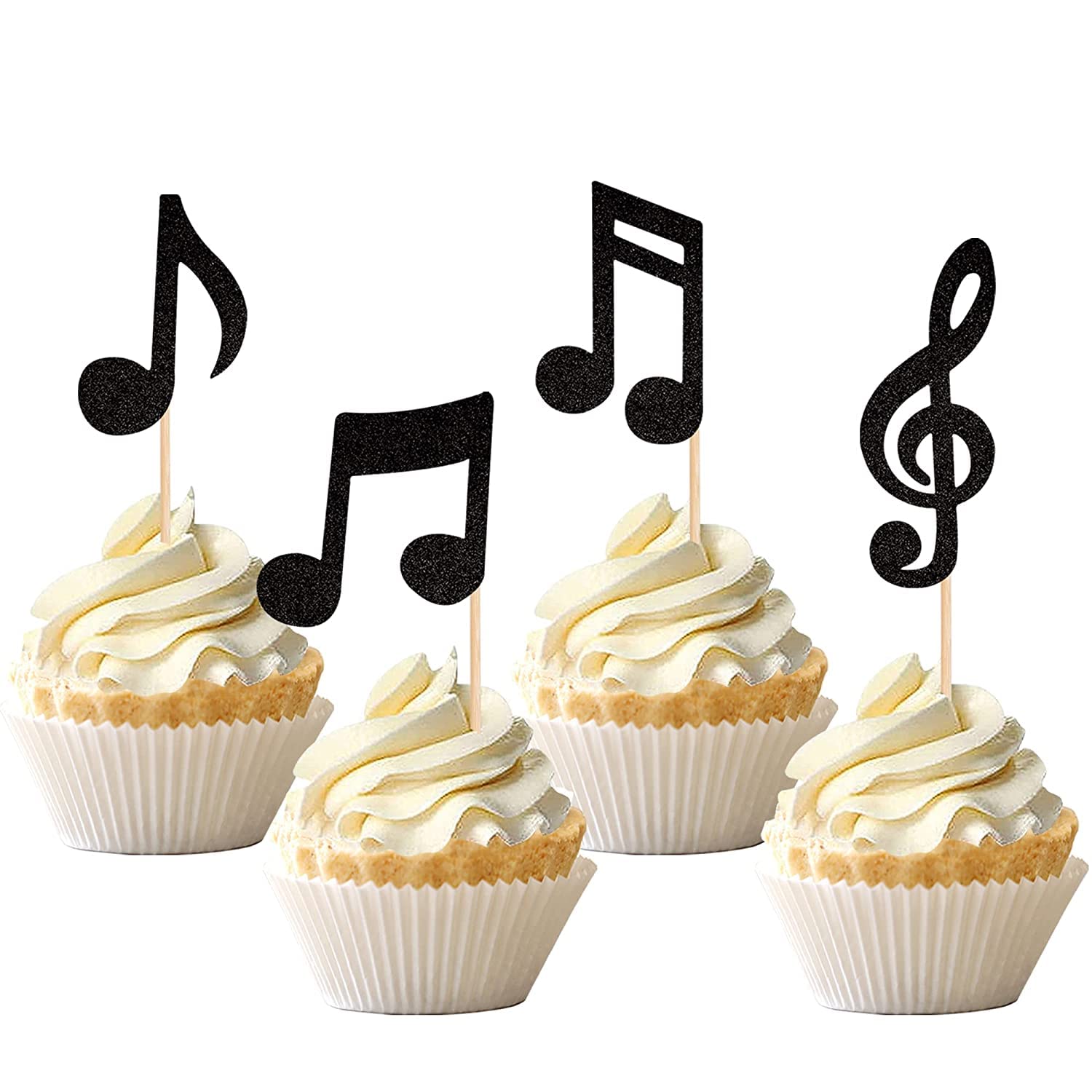 Xsstarmi 24 Pack Music Notes Cupcake Toppers Rock Star Music Symbol Cupcake Picks for Music Theme Baby Shower Kids Birthday Party Cake Decorations Supplies