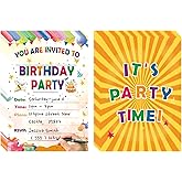 32 PCS B Birthday Party Invitation for Children, 5 "x7" cake Birthday Party Invitation for Boys and Girls, Celebration Invita
