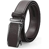 JASGOOD Mens Leather Ratchet Belt Click Slide Automatic Buckle Belt for Pants Dress 1.38inch Width