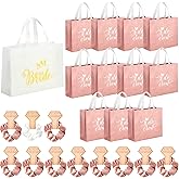 Sweetude 24 Pcs Bridesmaid Gift Bags Including I Do Crew Bachelorette Bags Silk Scrunchies Bridal Bridesmaid Gifts for Wedding(White, Rose Gold)