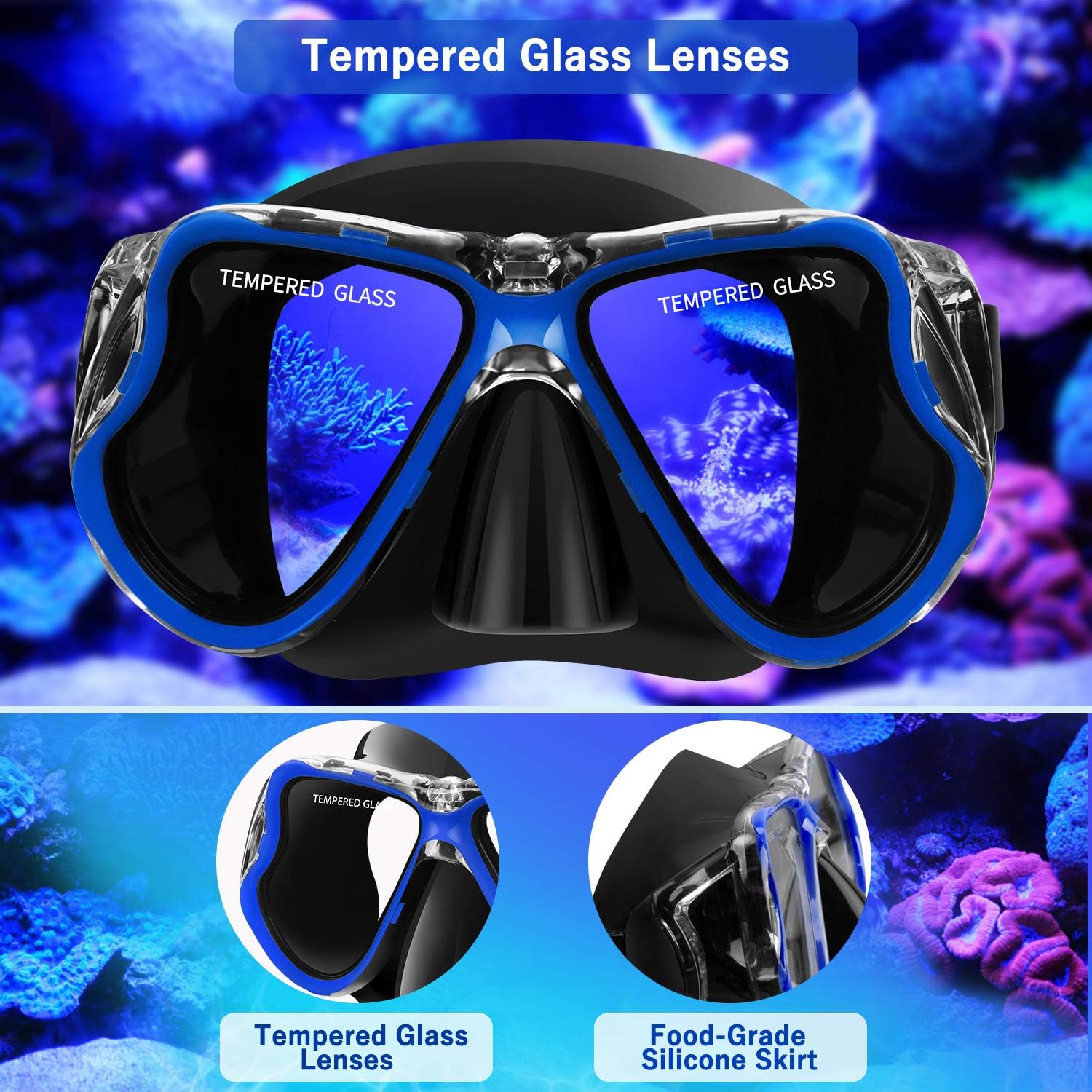 Greatever Dry Snorkel Set, Panoramic Wide View, Anti-Fog Scuba Diving Mask, Easy Breathing and Professional Snorkeling Gear for Adults : Sports & Outdoors