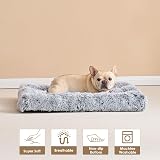 EHEYCIGA Calming Dog Bed Medium Fluffy Washable Crate Mat Grey 75x50x7.5cm view 4