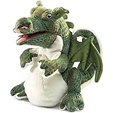 Folkmanis Baby Dragon Hand Puppet, Green, White