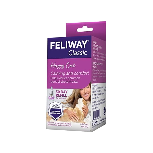 FELIWAY® CLASSIC 30 DAY CAT CALMING REFILL FOR PHEROMONE DIFFUSER, 48ML – HELPS REDUCE COMMON SIGNS OF STRESS IN CATS & KITTENS, ENHANCED CALMING