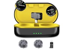 GoorDik J7 Wireless Lavalier Microphone for iPhone, iPad and Android(Lightning/USB C), Mini Microphones 30 H Battery Life, 2 Pack Round Mini Mics for Video Recording YouTube TikTok Content Creator