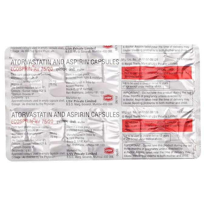 Ecosprin Av 75 20 Dose Ecosprin AV 75/20 - Strip of 10 Tablets: Amazon.in