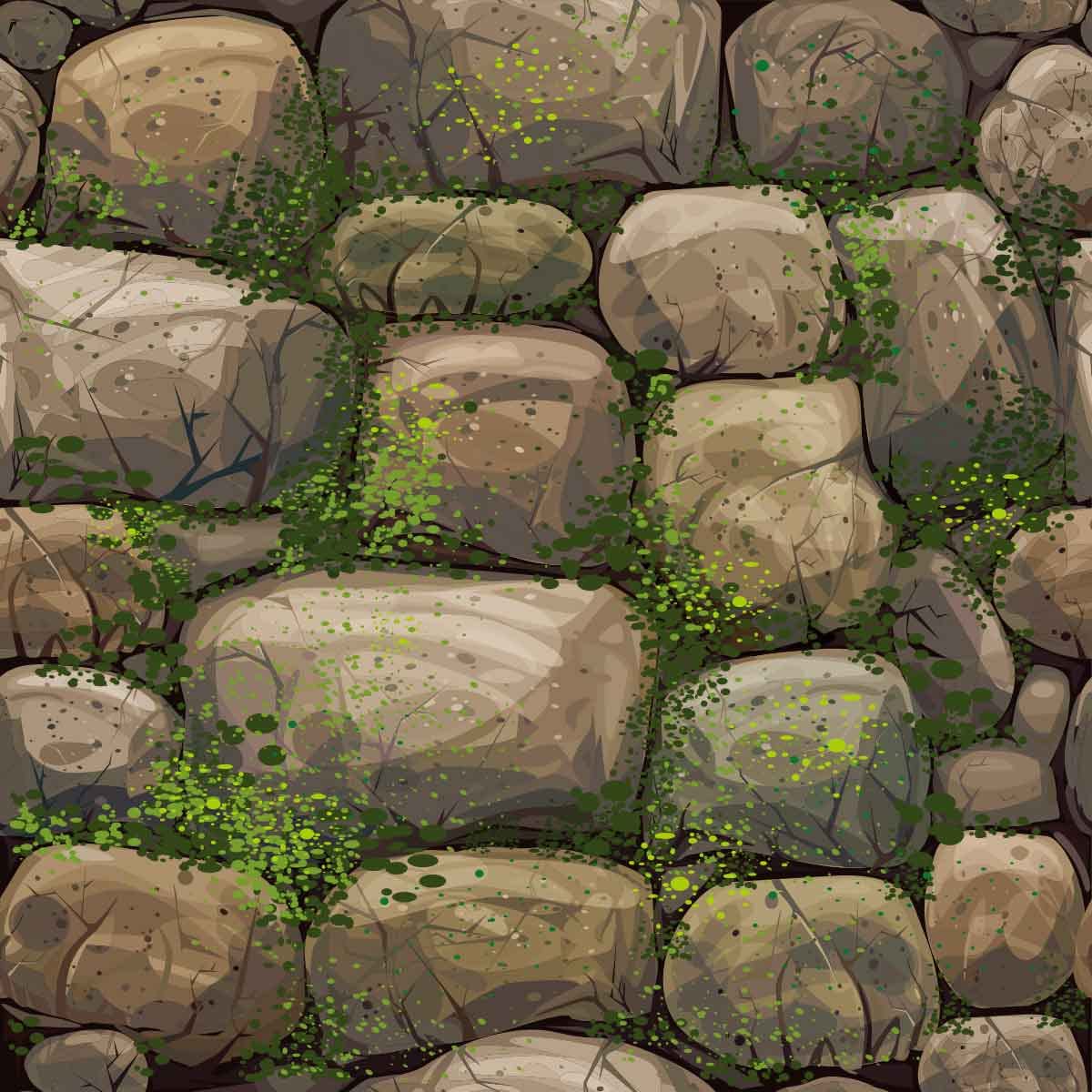 Nature Upholstery Fabric by The Yard,Stones Moss Outdoor Fabric by The Yard,Wild Natural Rock Pattern Decorative Fabric for Upholstery and Home DIY Projects,3 Yards,(L276*W150cm) Brown Green