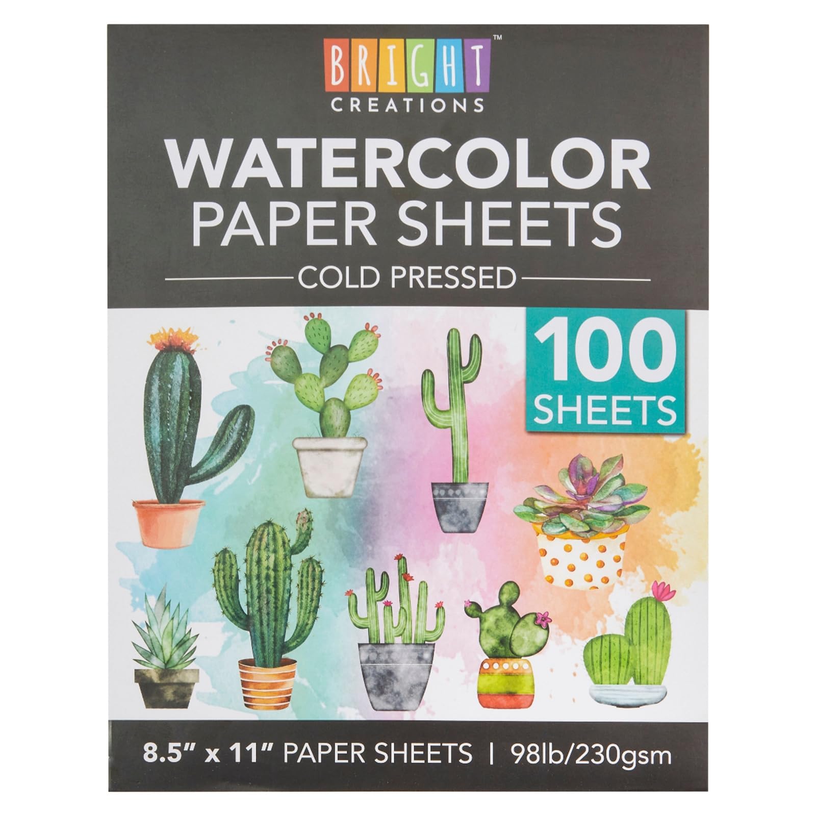 Bright Creations 100 Sheets Cold Press Watercolor Paper for Artists and Beginners - 8.5 x 11 in Pack, Paint Paper for Watercolor