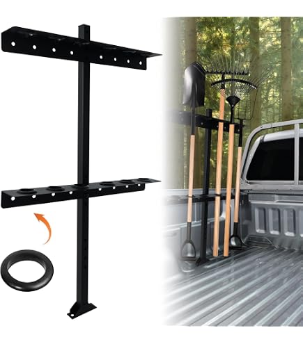 Fumingpal Shovel Holder For Truck & Trailer – 6-Hole Hand Tool Rack, 3mm Thick Steel, Powder-Coated, Rubber Grommets, Mounting Hardware Included – For Shovels, Rakes, Hoes, Brooms