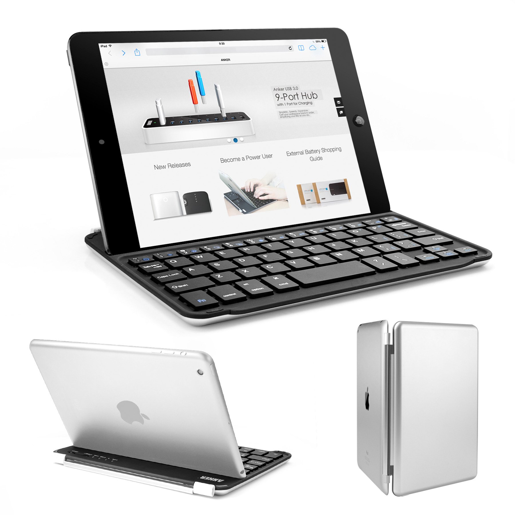 Anker UltraSlim Bluetooth Wireless Aluminum Keyboard & Cover For IPad