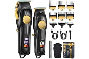 CIICII Mens Hair Clippers and Trimmers Set, Professional Cordless Barber Clippers for Hair Cutting Kit (Rechargeable USB Adju