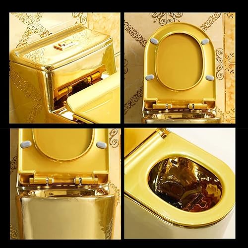 浴室用トイレ, 金のトイレ, 快適シート付きワンピーストイレ, 金のトイレボウル, 伸びるトイレ 305mm-400mm 27x24x15in 400mm - サムネイル 5