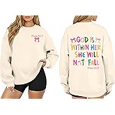 Auamin Christian Sweatshirts for Women Oversized God and Shark Faith Religious Shirts Bible Verse Inspirational Pullover Tops