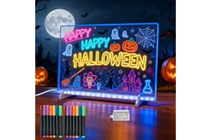 SIGNSXCEL LED Note Board with Highlighters 2 Sets,Doodle Glow Drawing Board,13.7"X10" 6 Modes & 8 Colors, Led Drawing Board for Kids,Gift for Kids Ages 3+,Led Writing Board for Home/Office/Decor