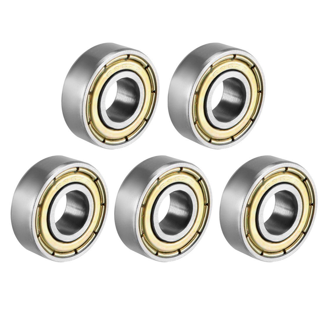 sourcing map 696ZZ Deep Groove Ball Bearing Double Shield 696-2Z 1080096, 6mm x 15mm x 5mm Carbon Steel Bearings (Pack of 5)