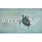 Counterart Sea Turtle Welcome Indoor/Outdoor Entryway Floor Mat Manufactured in The USA Low Profile, Protective Non-Skid Rubb