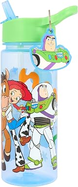 Disney Toy Story 500ml Water Bottle with Straw Blue Buzz Charm Woody Rex Jessie