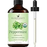 Handcraft Blends Organic Peppermint Essential Oil – 1 Fl Oz – 100% Pure and Natural – Premium Grade Essential Oil for Diffuser and Aromatherapy
