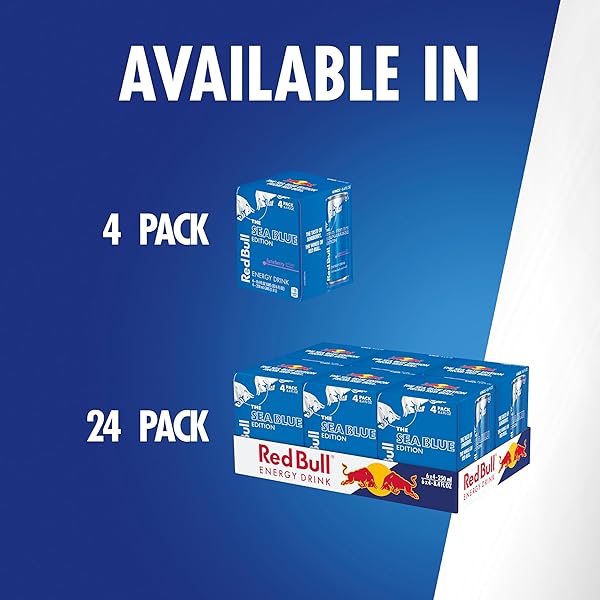 RED BULL SEA BLUE EDITION ENERGY DRINK, JUNEBERRY, WITH 80MG CAFFEINE PLUS TAURINE & B VITAMINS, 8.4 FL OZ, PACK OF 4 CANS