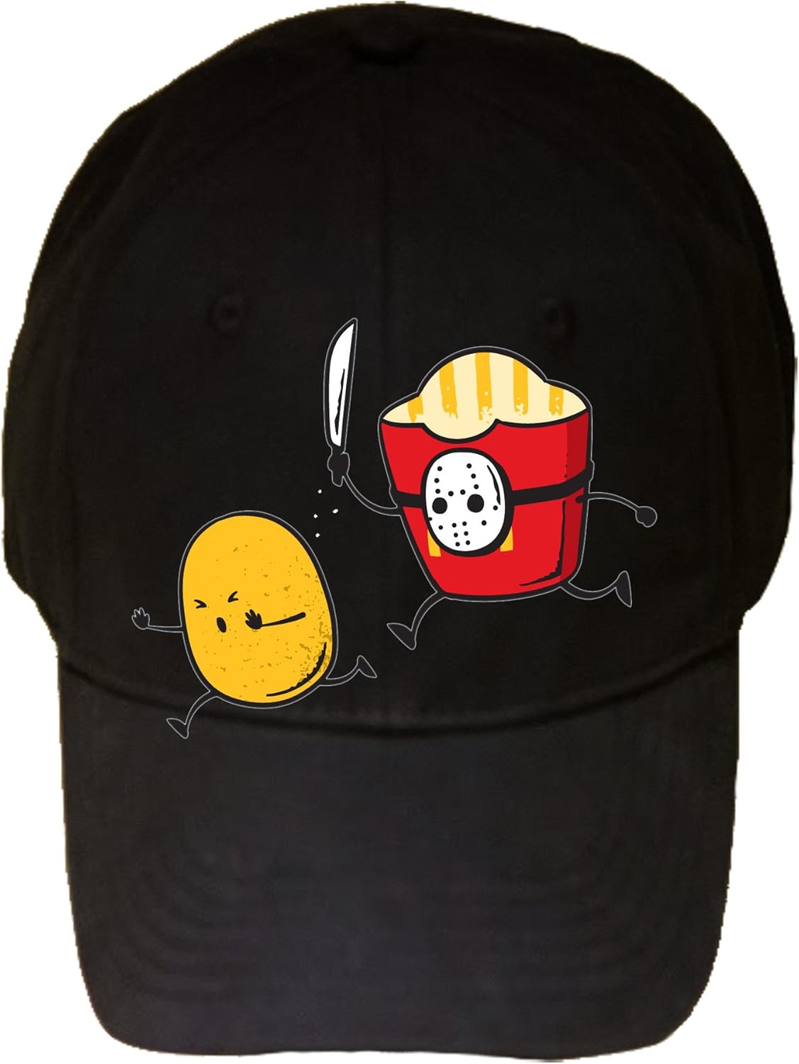 French Fried Jason Funny Horror Film Parody - Black 100% Cotton Adjustable Cap Hat