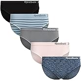 Reebok Womens Bikini Underwear - 5 Pack Soft Stretch Performance Tag Free Briefs Bikini Panties Seamless Underwear for Women