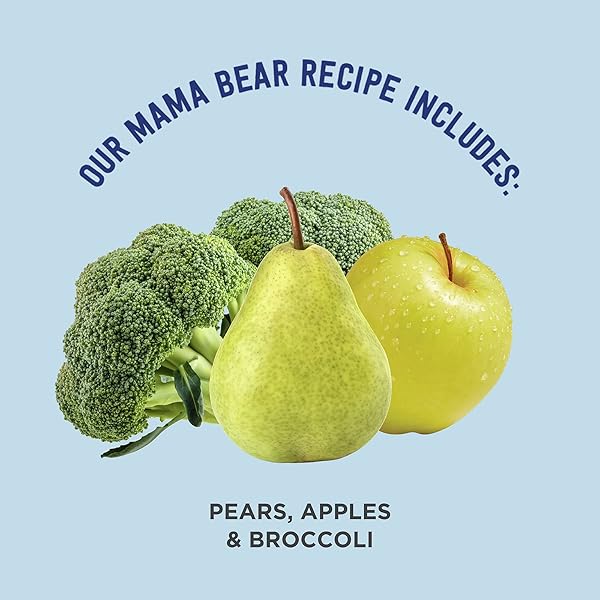AMAZON BRAND – MAMA BEAR ORGANIC BABY FOOD, STAGE 2, PEAR, APPLE, BROCCOLI, 4 OUNCE (PACK OF 12)