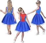 Aomig Spider-Girl Costume Kids Spider Hero Mask Deluxe Girls Outfit view 6