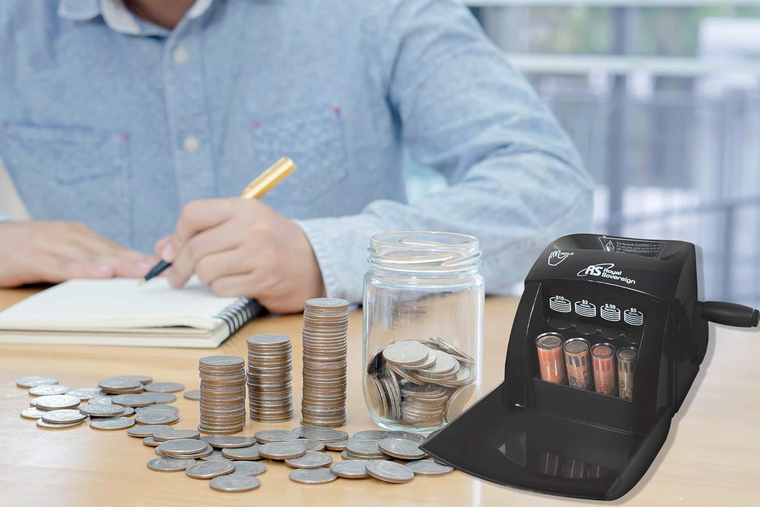 Royal Sovereign 1 Row ECO-Friendly Manual Hand Crank Coin Sorter (QS-1), Single, Black : Coin Sorters And Counters : Office Products