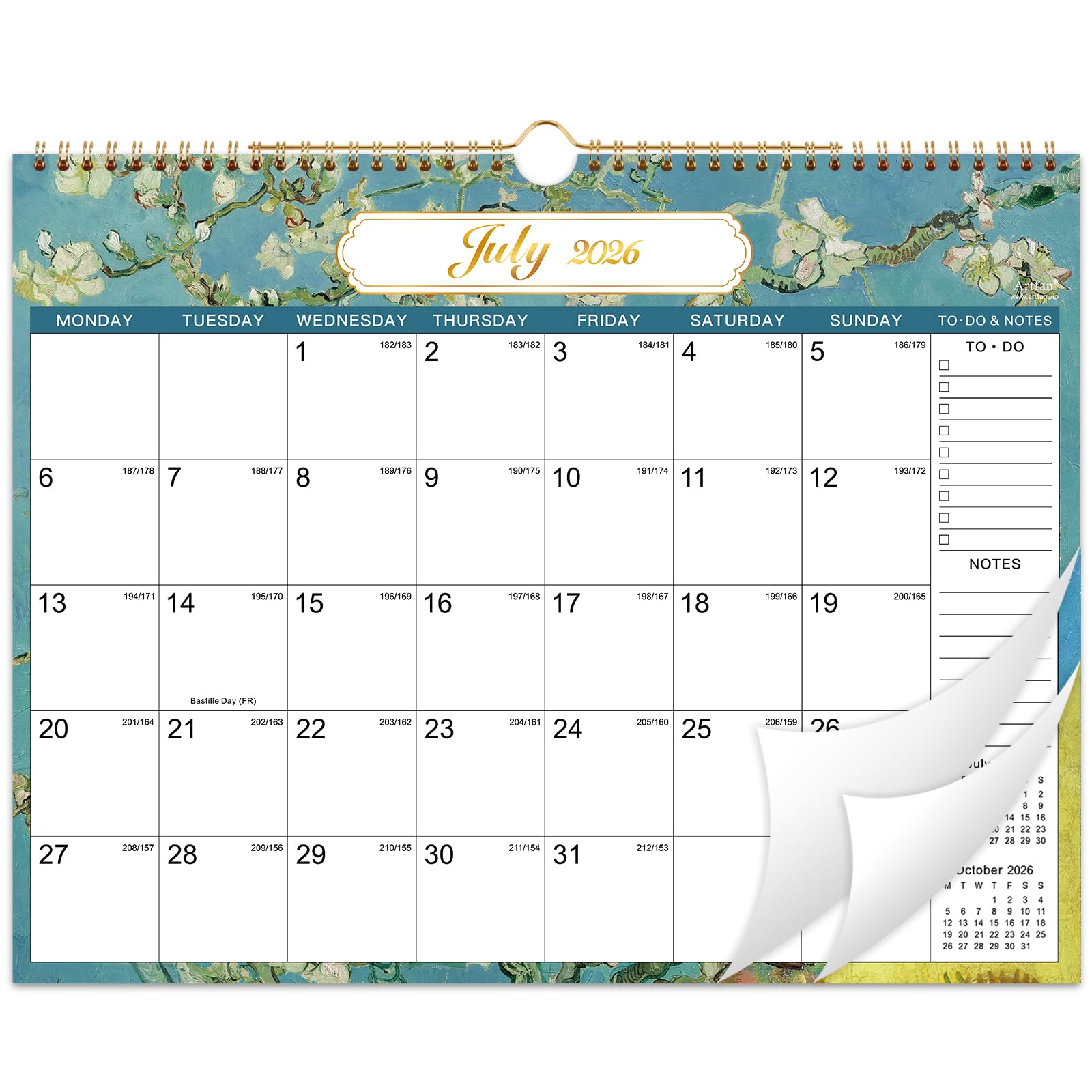 Artfan 2026-2027 Calendar - Calendar 2026-2027 uk from July 2026 - December 2027, 18 months to view, 14.8'' x 11.5'', Perfect for Planning and Organizing Your Home and Office, Green