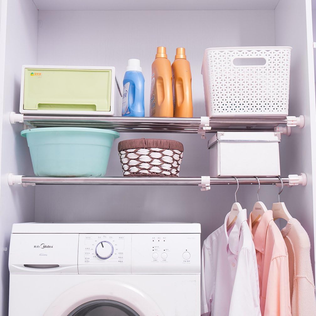 Expandable Closet Tension Shelf Storage Kitchen Stackable Shelves Adjustable Organizer Cabinet Wardrobe Sink Tension Shelf Rack P 55396334