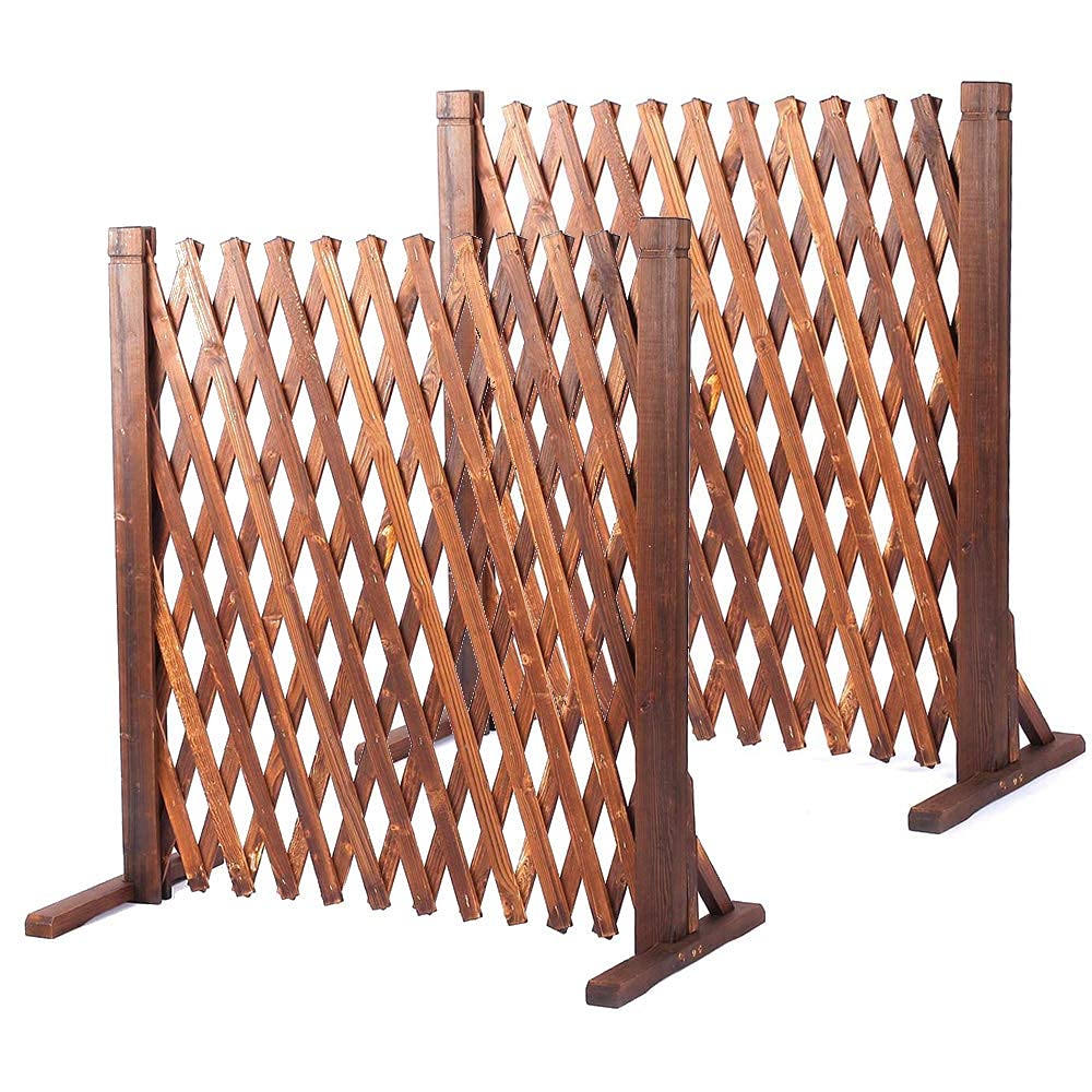 jxgzyy Expanding Garden Trellis Panels 2 Packs Wood Extendable Garden Trellis Fencing Panel Width 34 to 160cm Freestanding Wooden Garden Fence Screen for Garden Patio Lawn Pet